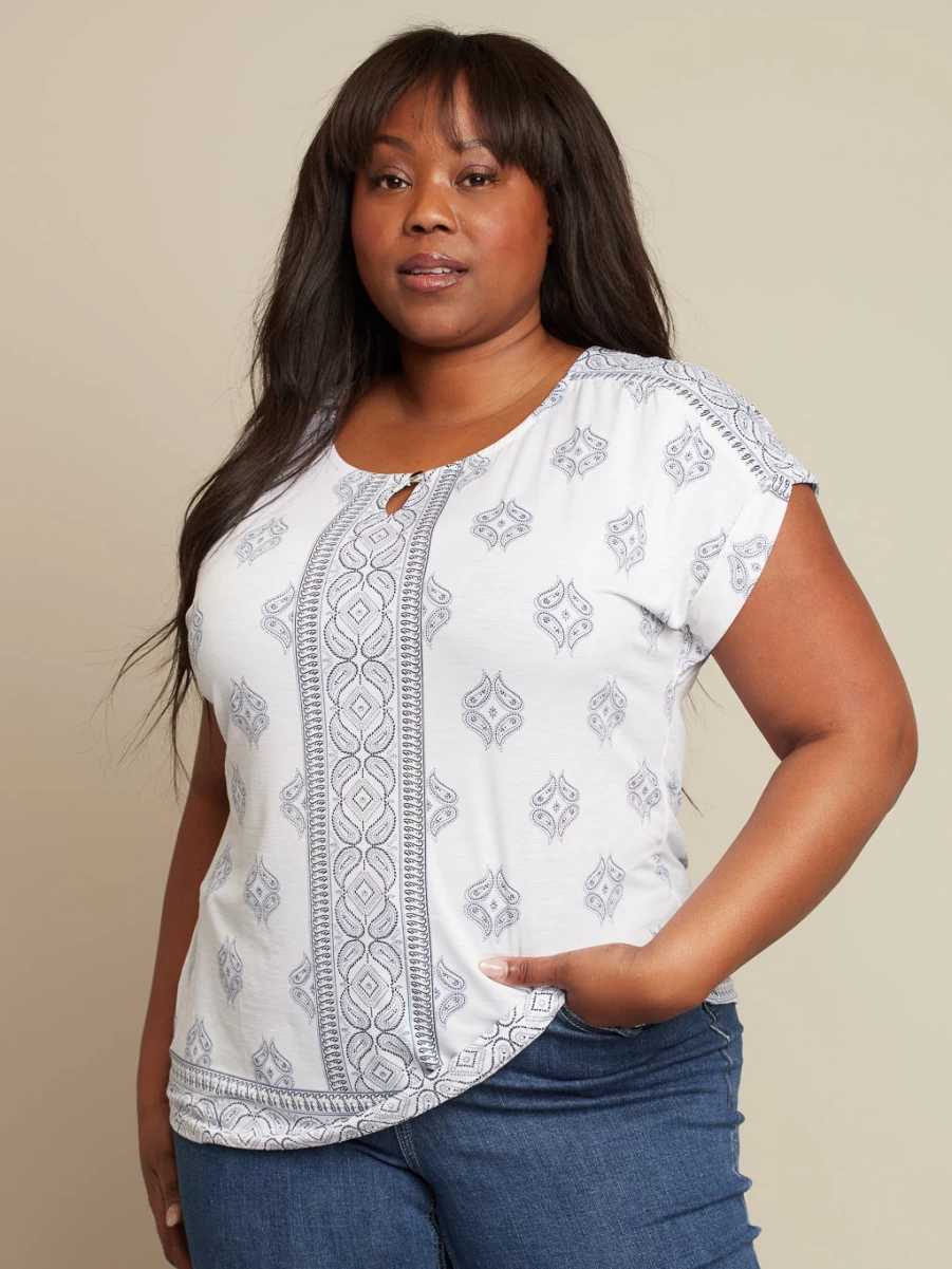 "Claire France Women's Navy Loose Fit Short-Sleeve T-Shirt"