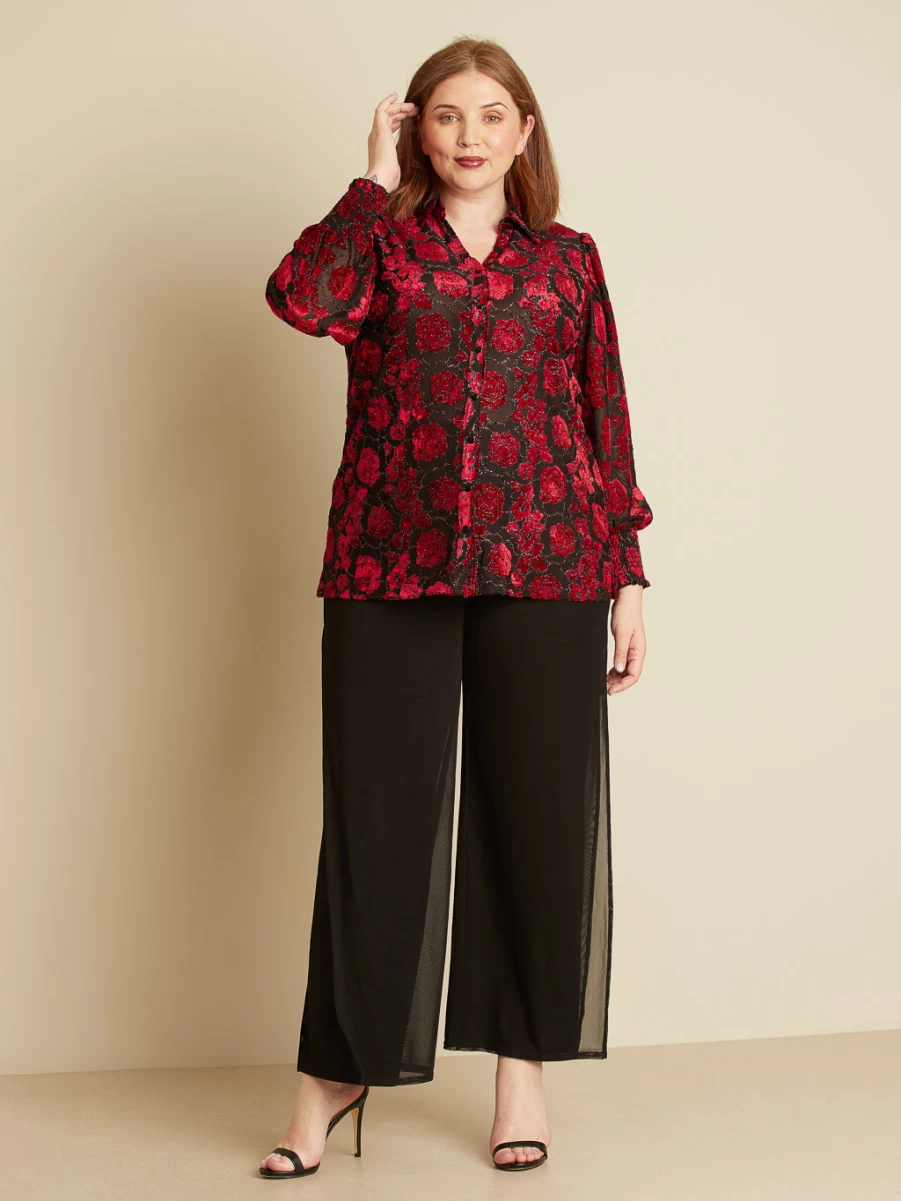 Claire France Women's Long-Sleeve Semi-Fitted Button-Down Blouse for Elegant Style