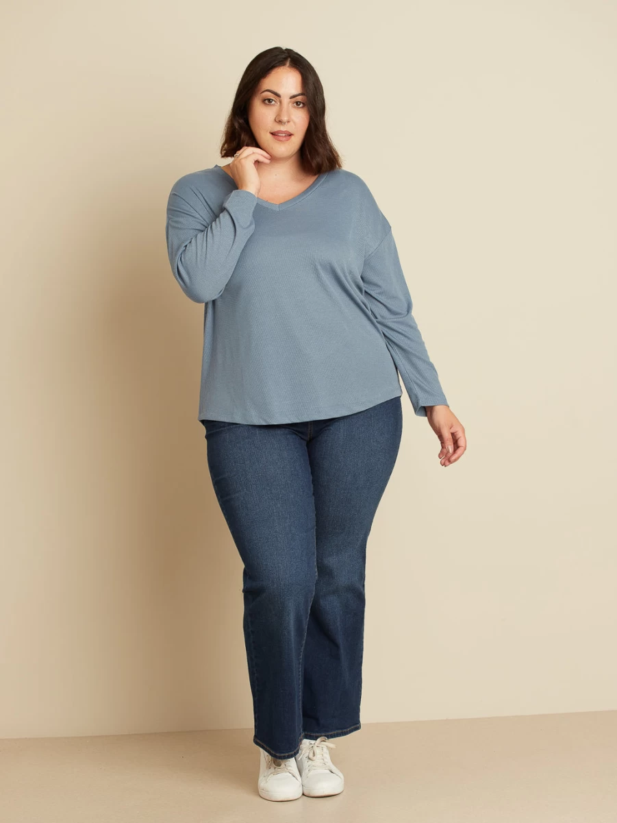 Claire France Women's V-Neck Loose Fit Casual Top