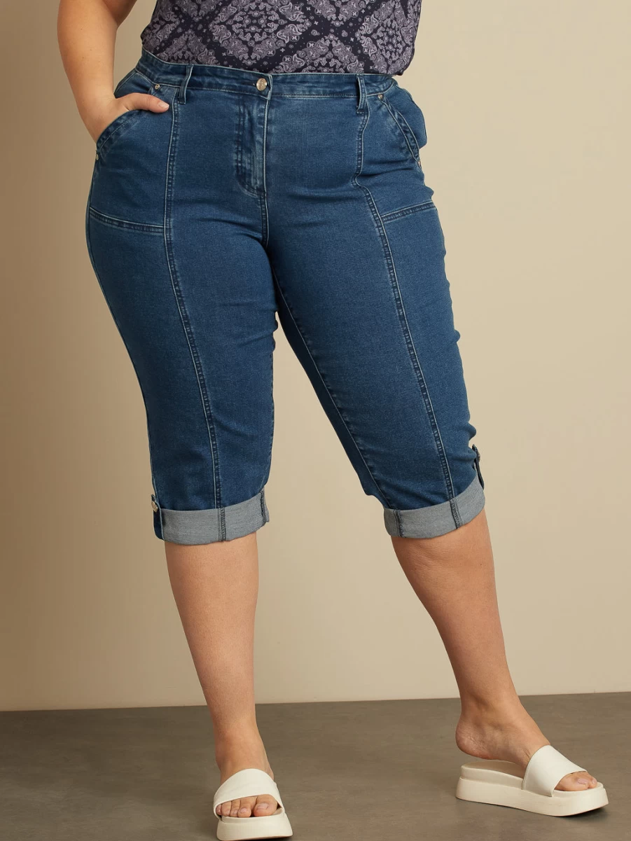 "Claire France Women's Denim Capri Pants - Stylish Comfort Fit"