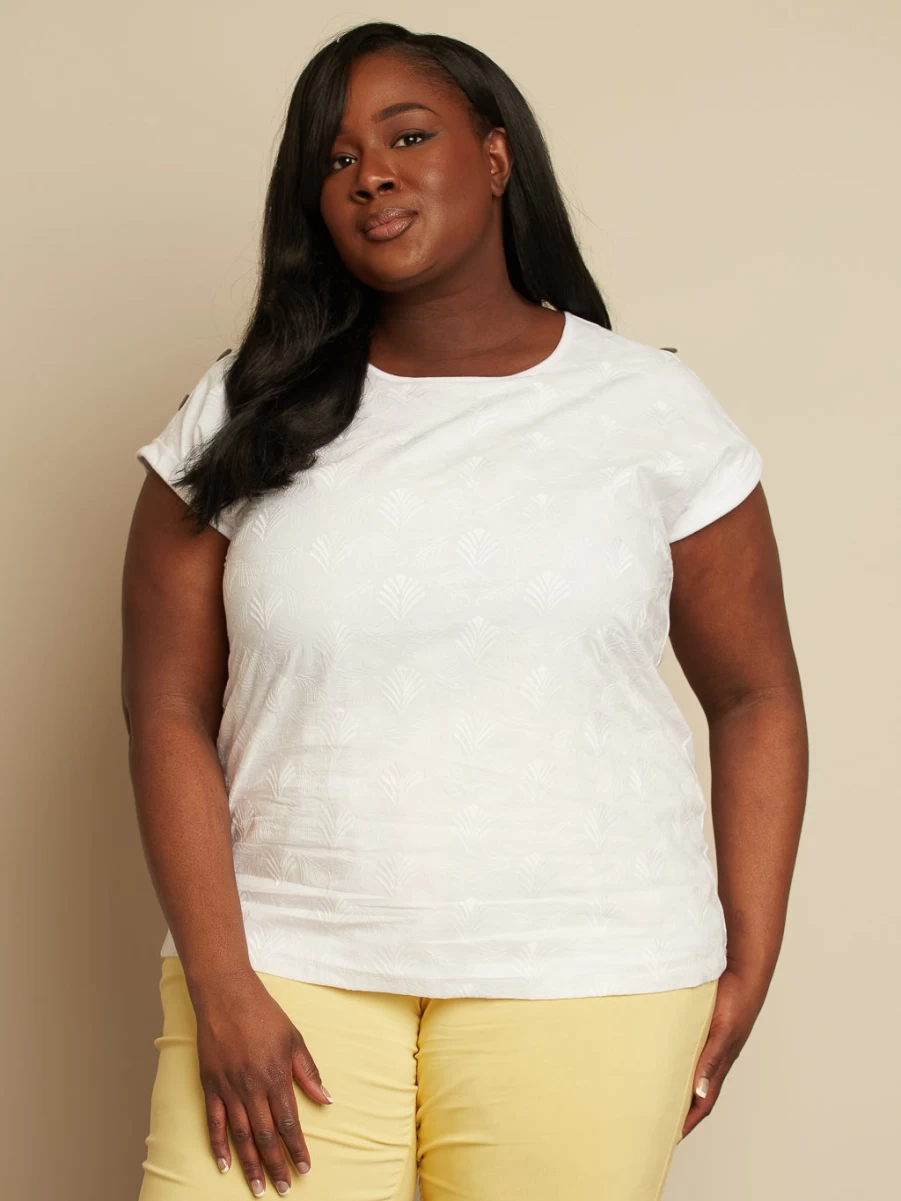 "Claire France Women's White Short-Sleeve Flared Tunic Top"
