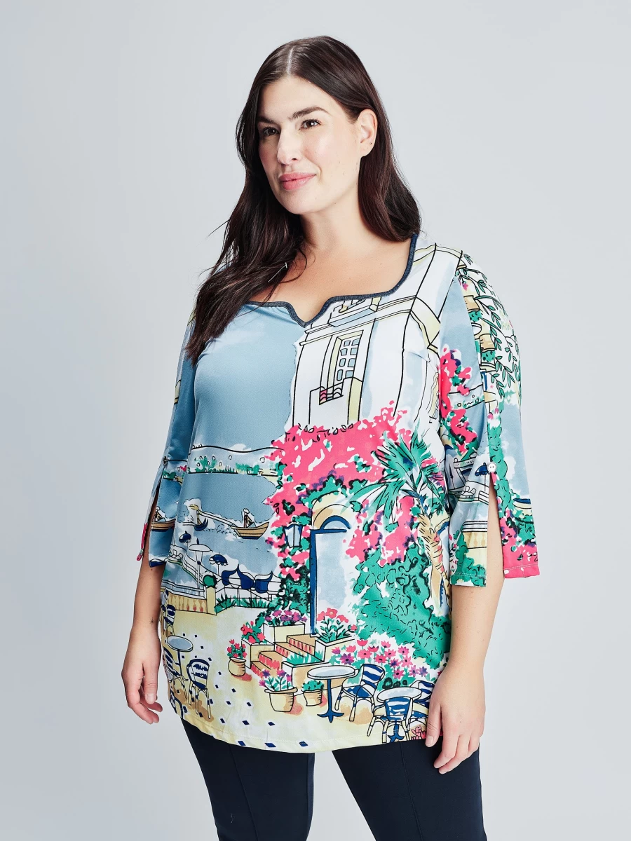 Claire France Women's 3/4 Sleeve Semi-Fitted Tunic Top