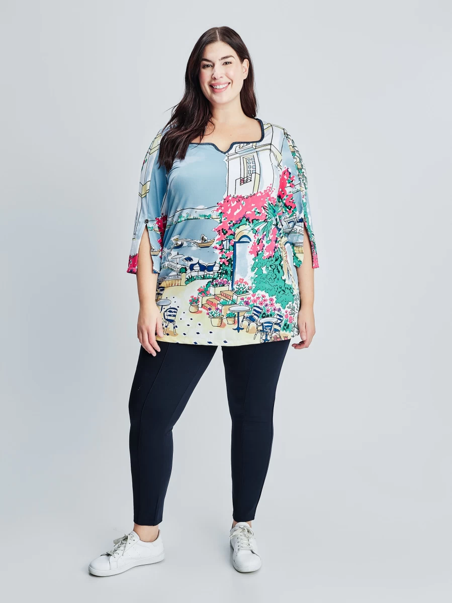 Claire France Women's 3/4 Sleeve Semi-Fitted Tunic Top