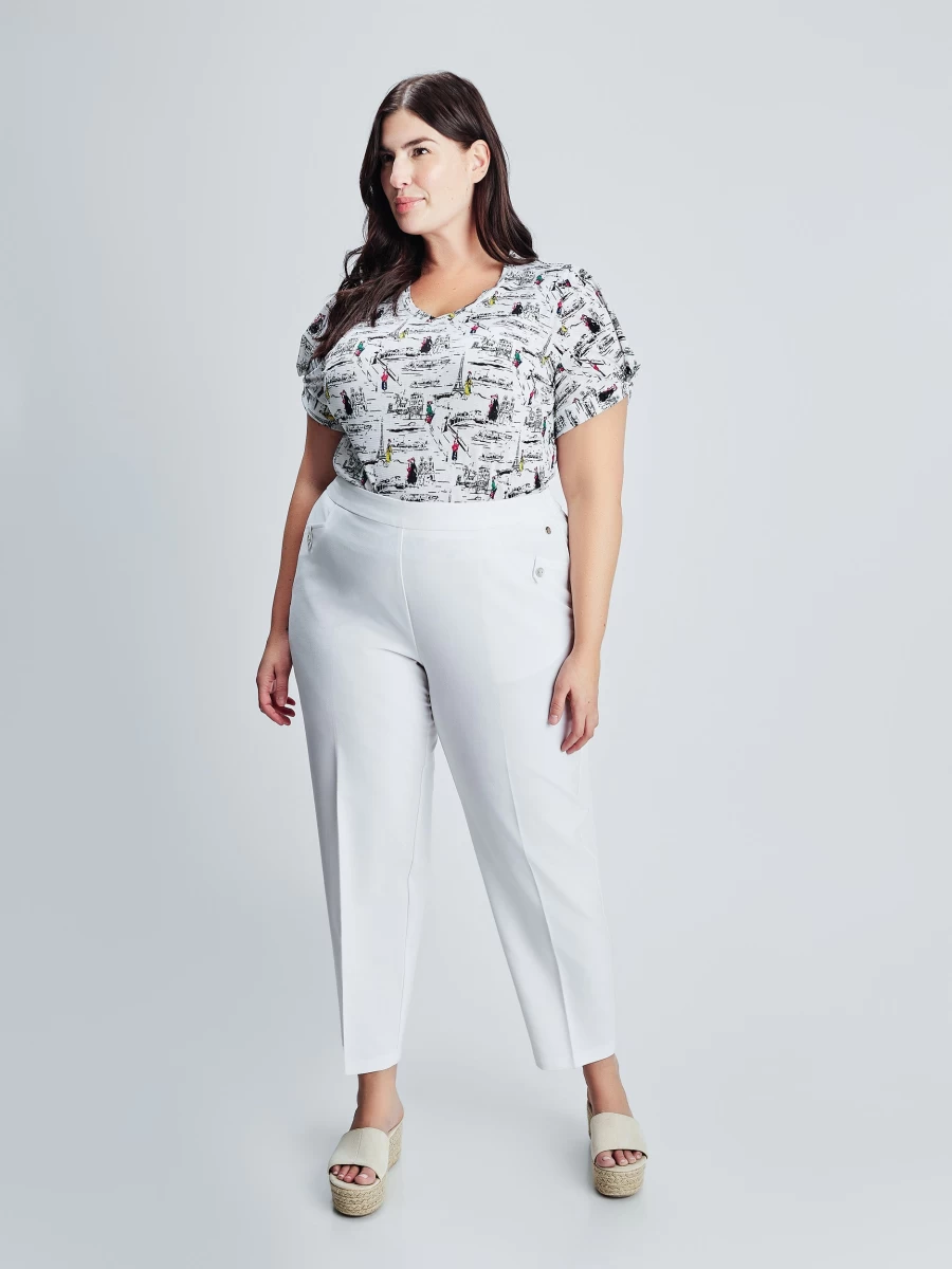 Claire France Women's Straight Semi-Fitted Pull-On Dress Pants for Petite