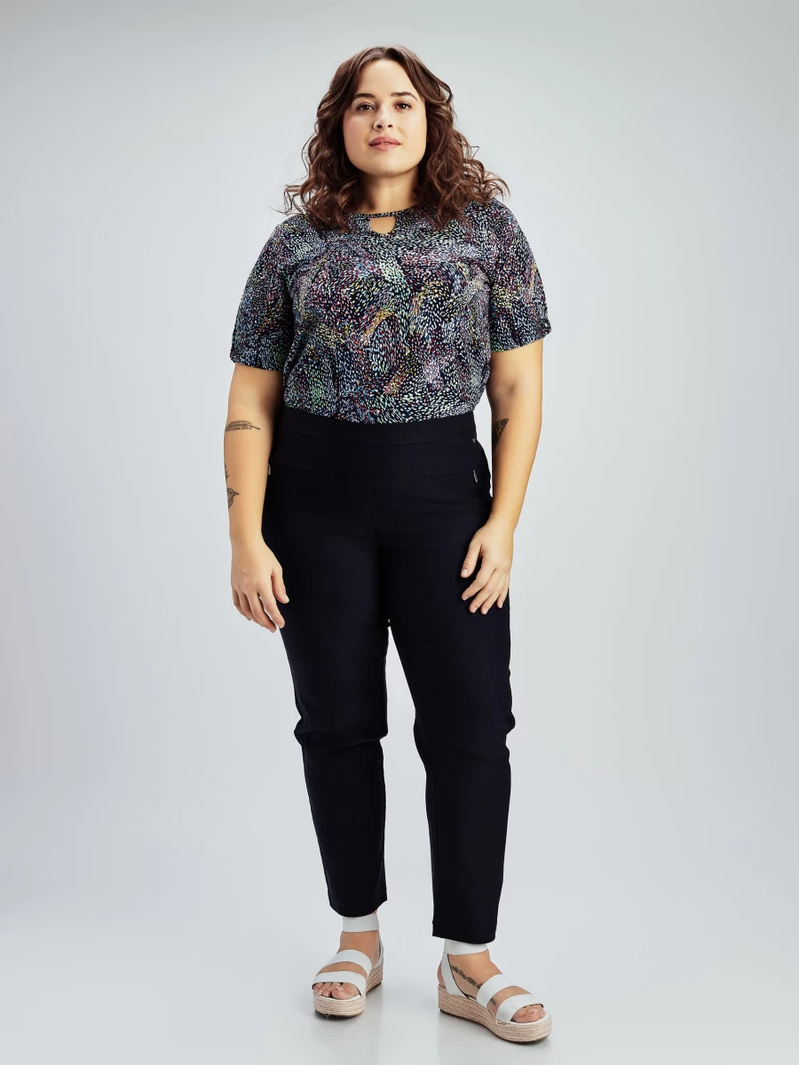 Claire France Women's Straight Leg Pull-On Pants for Petite - Comfort Fitted Trousers