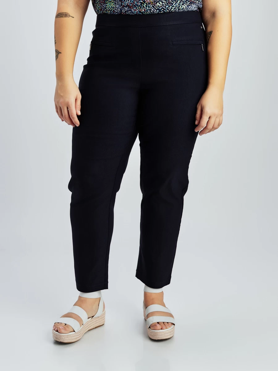 Claire France Women's Straight Leg Pull-On Pants for Petite - Comfort Fitted Trousers