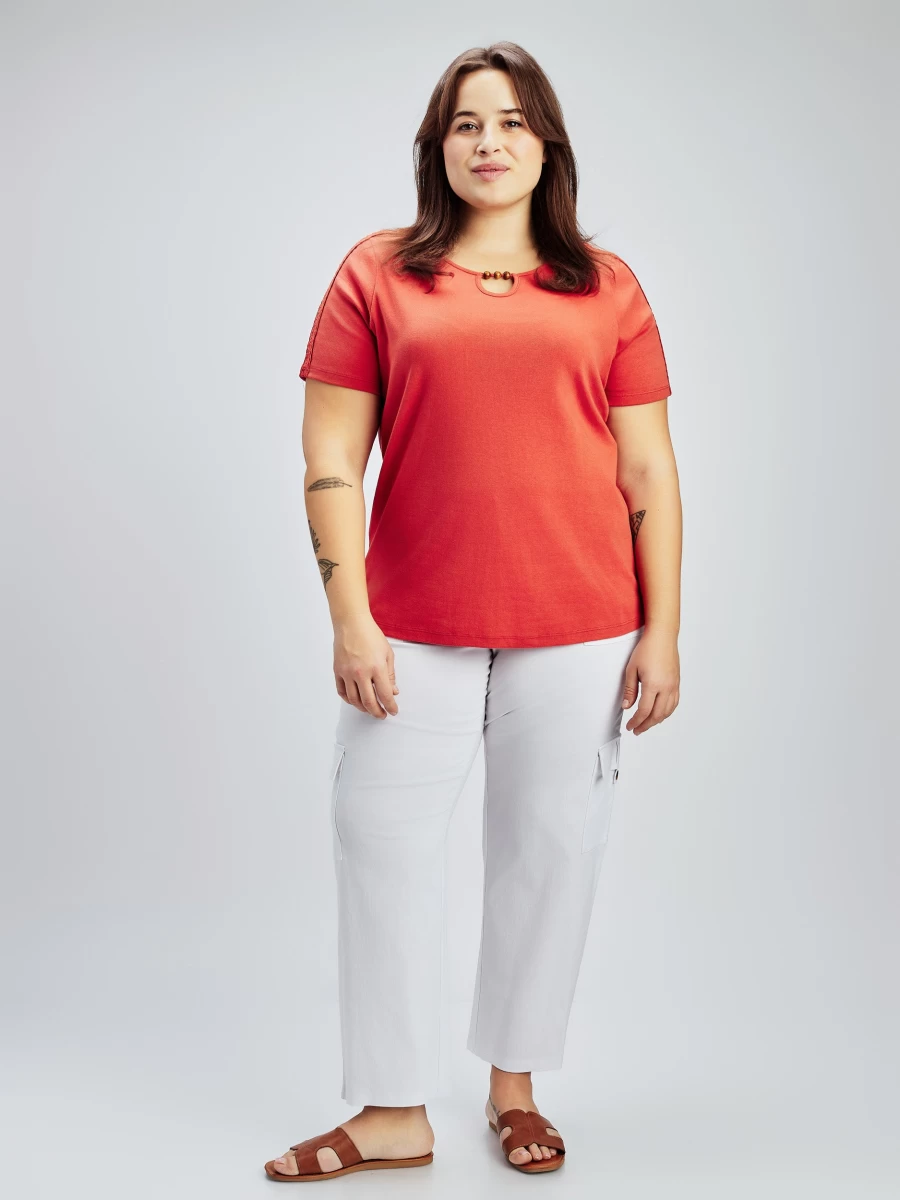 Claire France Women's Short-Sleeve Semi-Fitted Cotton T-Shirt