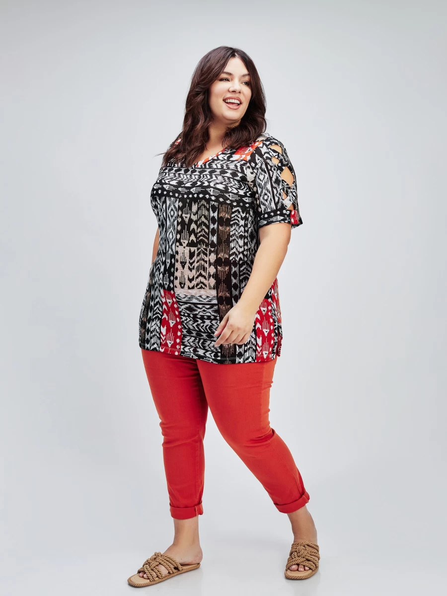 "Claire France Women's Short-Sleeve Semi-Fitted Tunic Top"