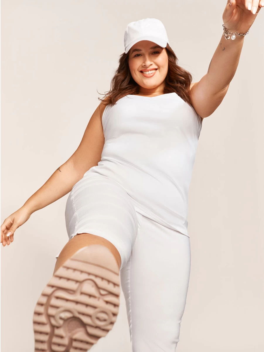"Claire France Women's Semi-Fitted Cotton Tank Top - Comfortable Stretch Casual Wear"