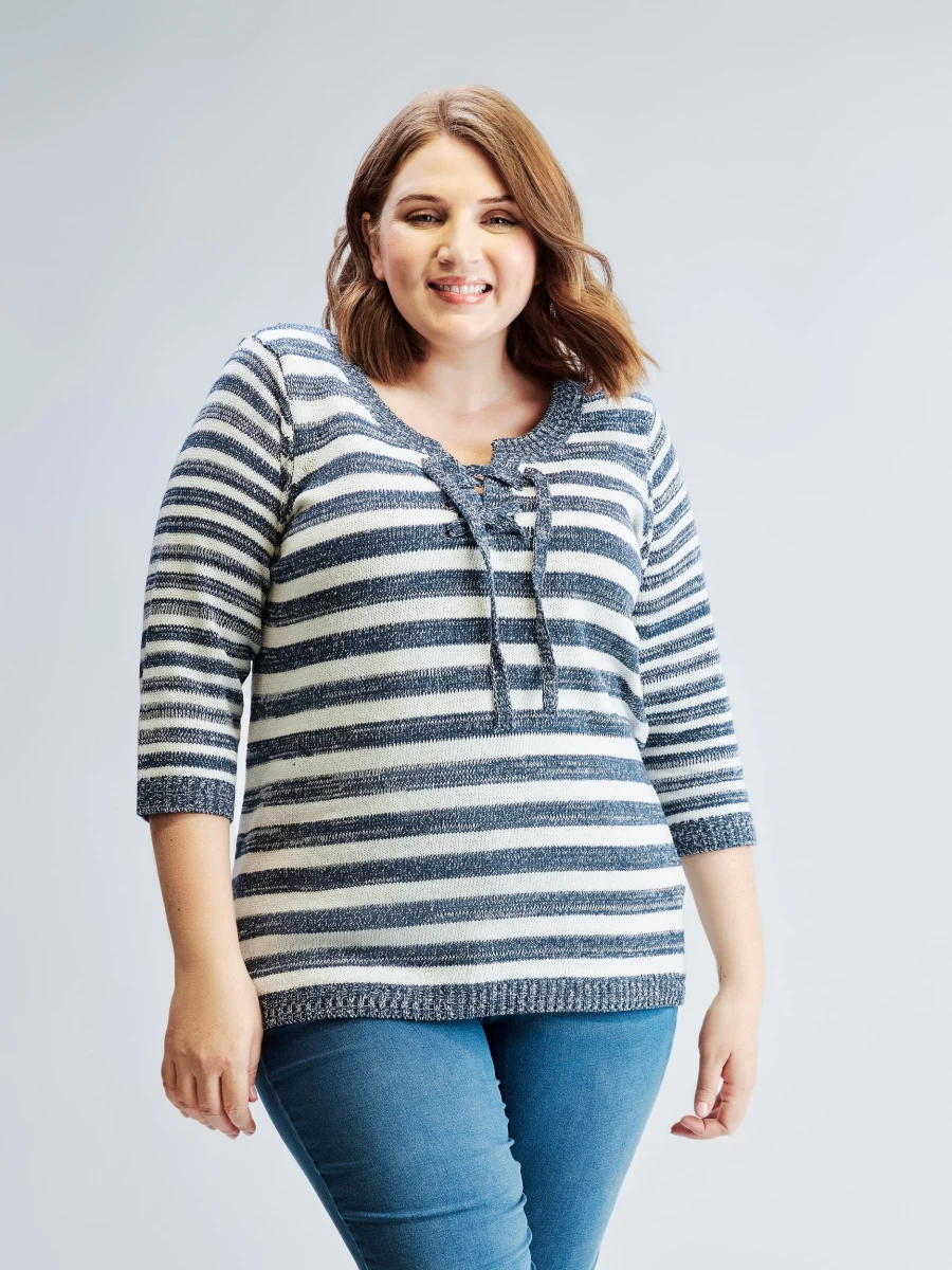 Claire France Women's 3/4 Sleeve Knit Sweater - Soft Casual Pullover Top