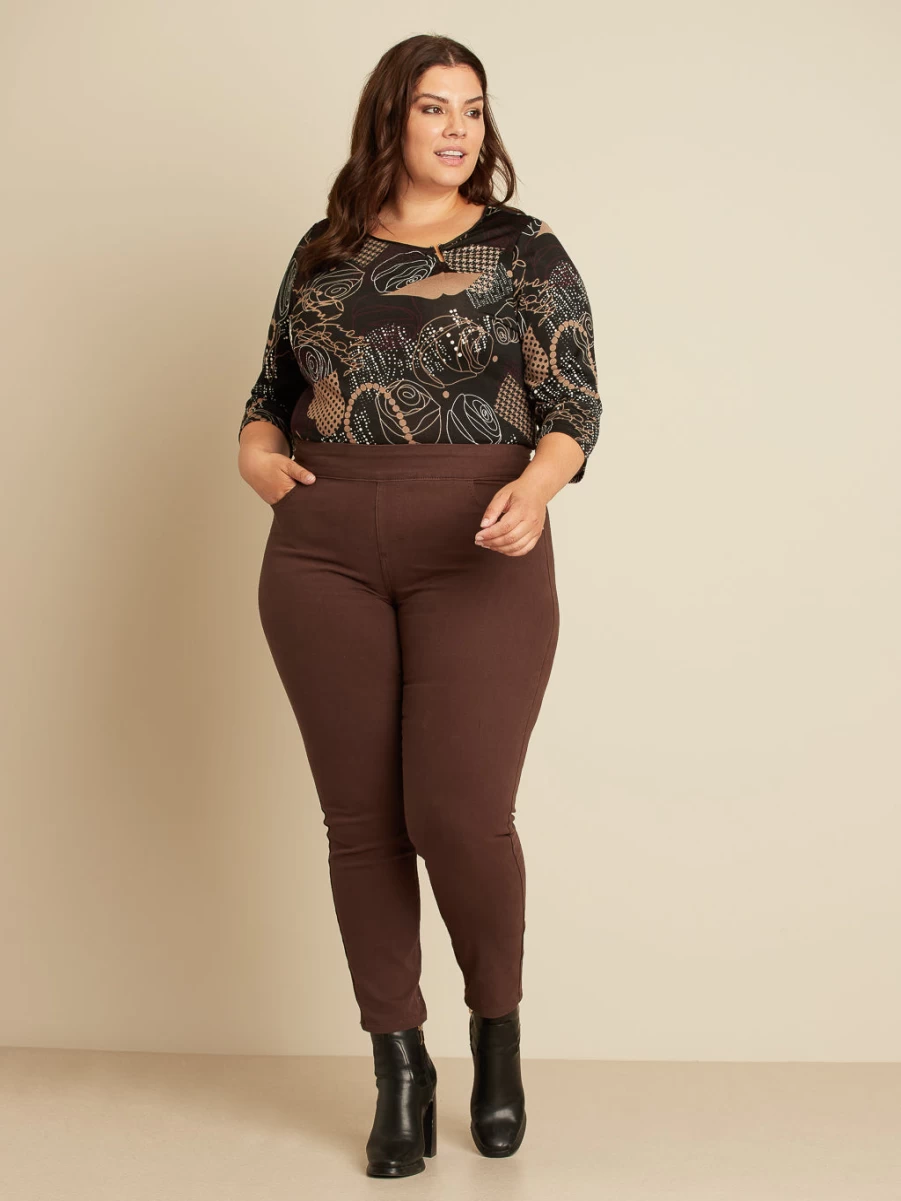 Claire France Women's High-Waisted Skinny Jeans with Tummy Control - Stretchy Knit Pull-On Denim Pants