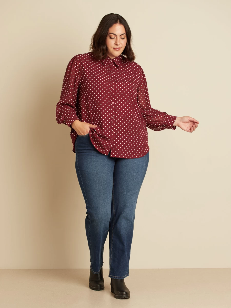 "Claire France Women's Long-Sleeve Loose Fit Shirt – Comfortable Casual Blouse"