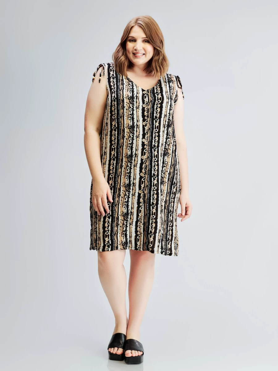 "Claire France Women's Button-Up Sleeveless Semi-Fitted Tunic Top"