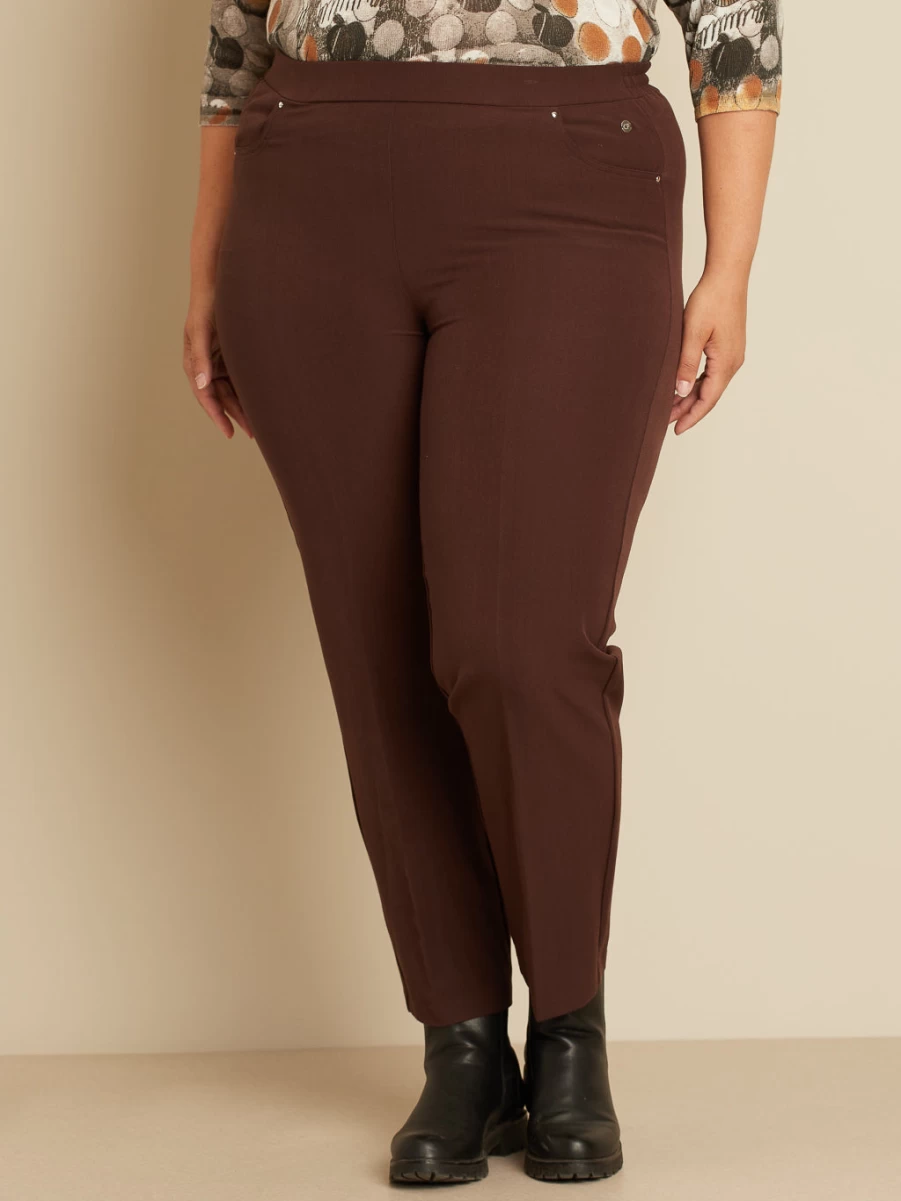 Claire France Women's Straight Semi-Fitted Pull-On Dress Pants for Petite