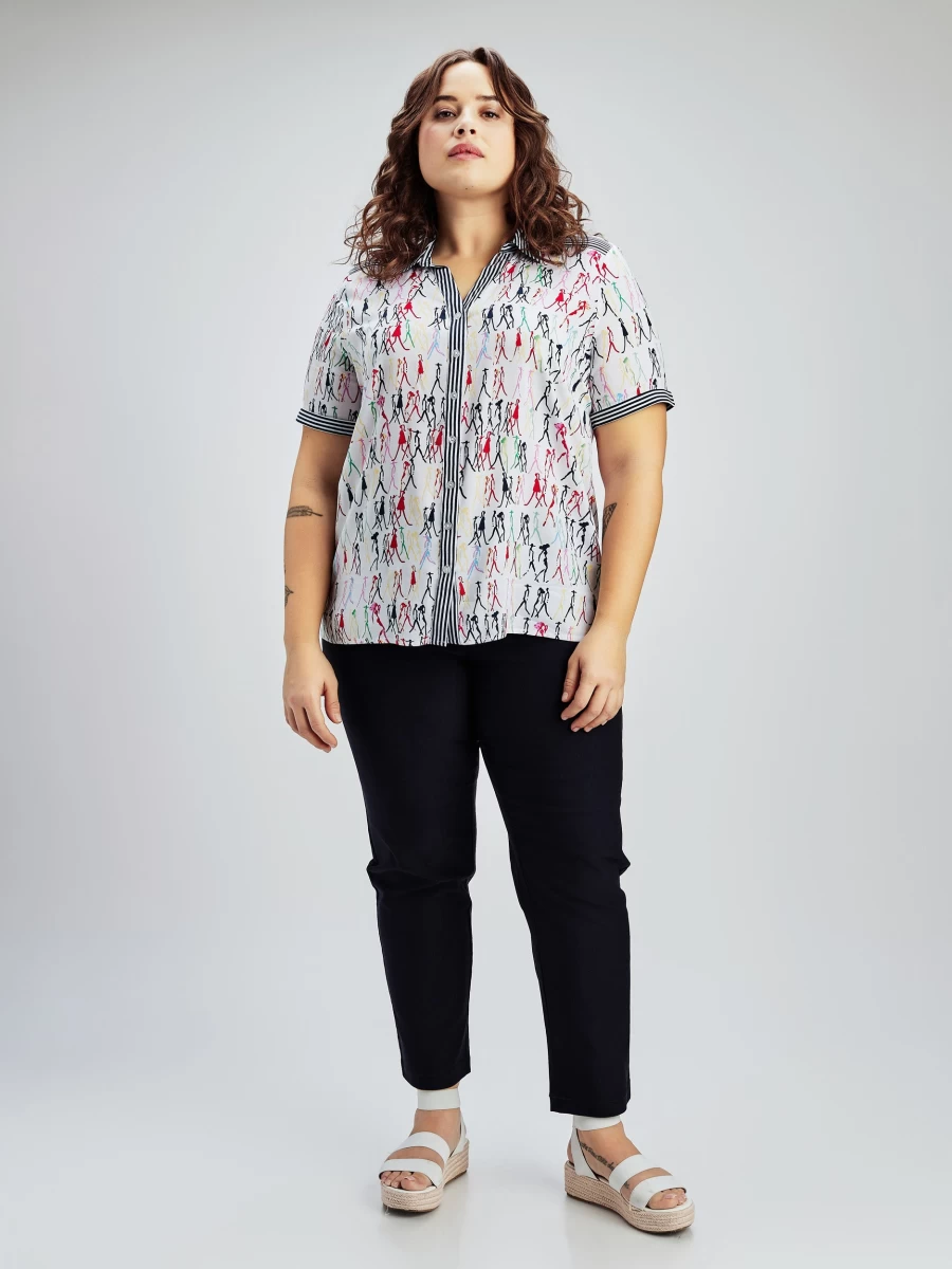 "Claire France Women's Stylish Semi-Fitted Short-Sleeve Button-Up Blouse"