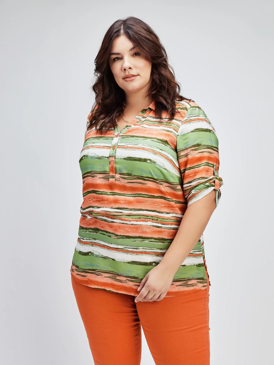 Claire France Women's 3/4 Sleeve Semi-Fitted Blouse - Elegant Floral Print Top for Casual Wear