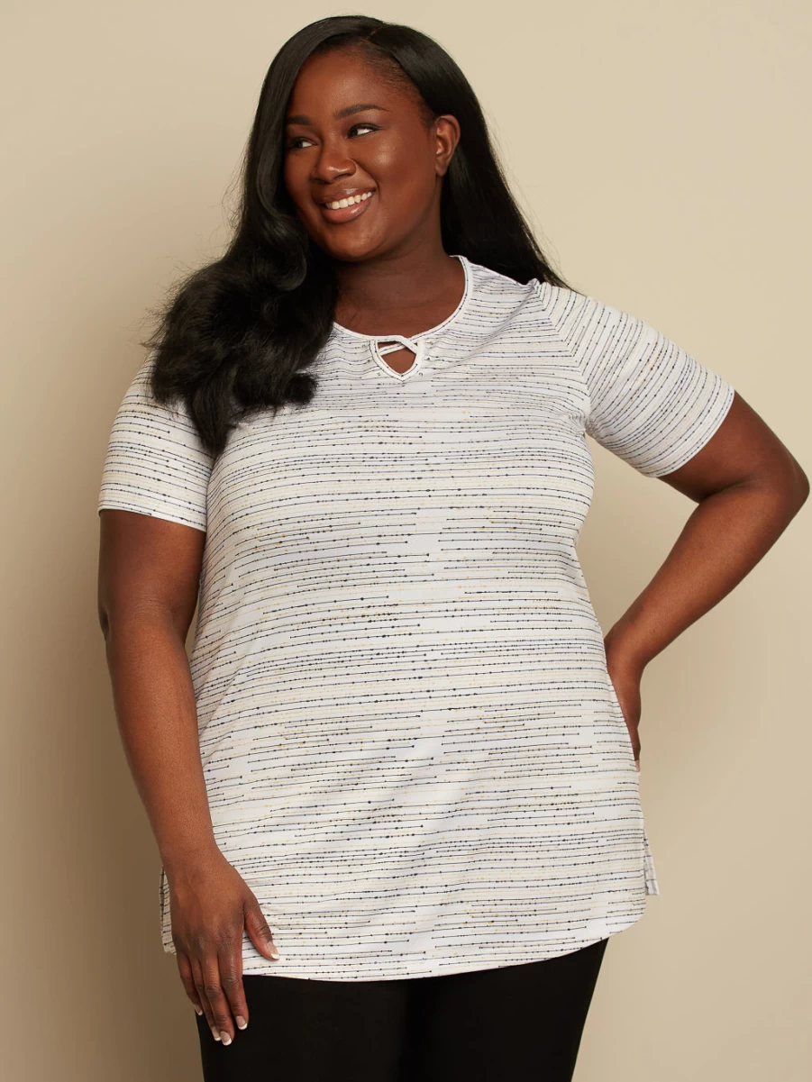 "Claire France Women's Short-Sleeve Semi-Fitted Tunic Top"