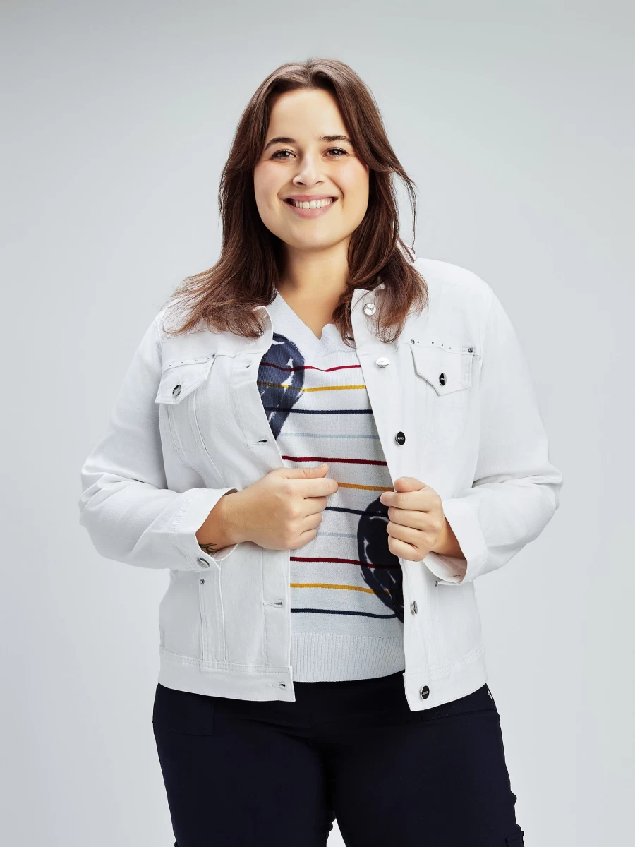 "Claire France Women's Slim-Fit Long Sleeve Denim Jacket – Classic Blue Jean Coat"