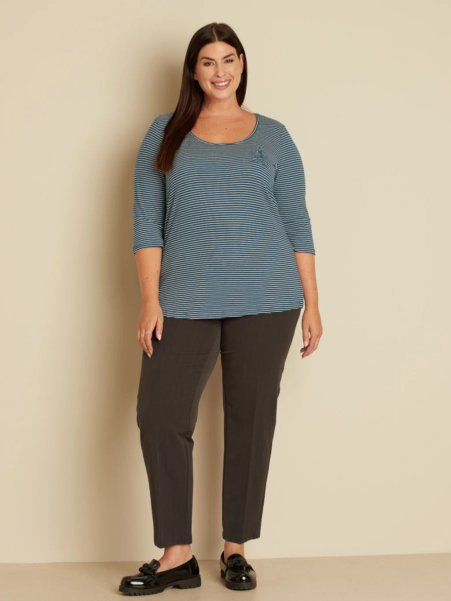 Women's 3/4 Sleeve Semi-Fitted Cotton T-Shirt by Claire France - Soft Casual Tee for Everyday Wear