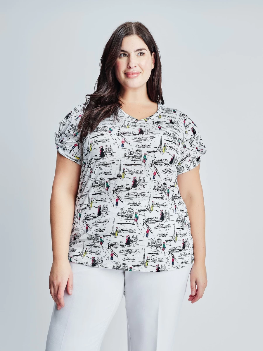 "Claire France Women's Short-Sleeve Semi-Fitted Cotton T-Shirt"