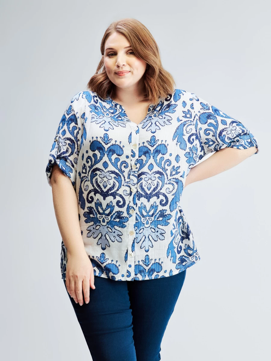Claire France Women's 3/4 Sleeve Semi-Fitted Blouse - Elegant Tops for Women