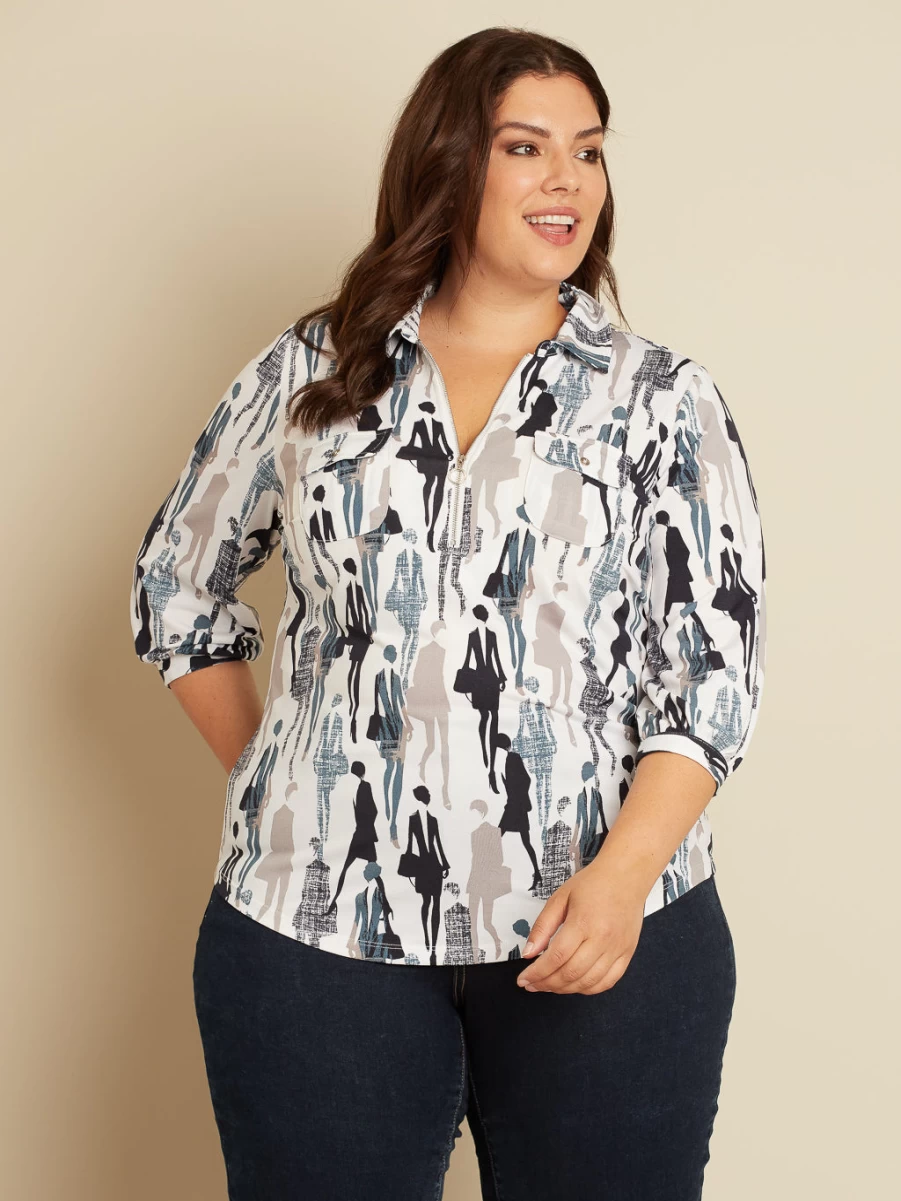 Claire France Women's 3/4 Sleeve Semi-Fitted Blouse - Elegant & Comfortable Top