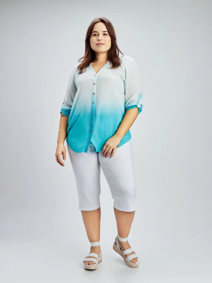 "Claire France Women's 3/4 Sleeve Semi-Fitted Button-Up Blouse"