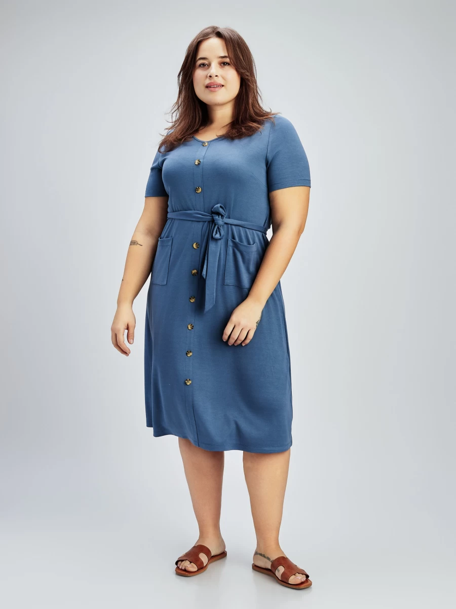 Claire France Women's Flared Midi Knit Dress - Elegant Stretch Comfort Fit Casual Party Wear