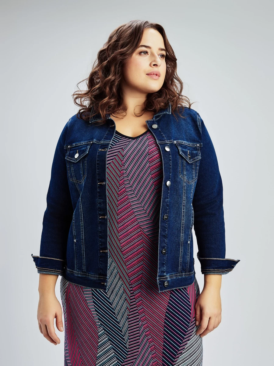 "Claire France Women's Slim-Fit Long Sleeve Denim Jacket"