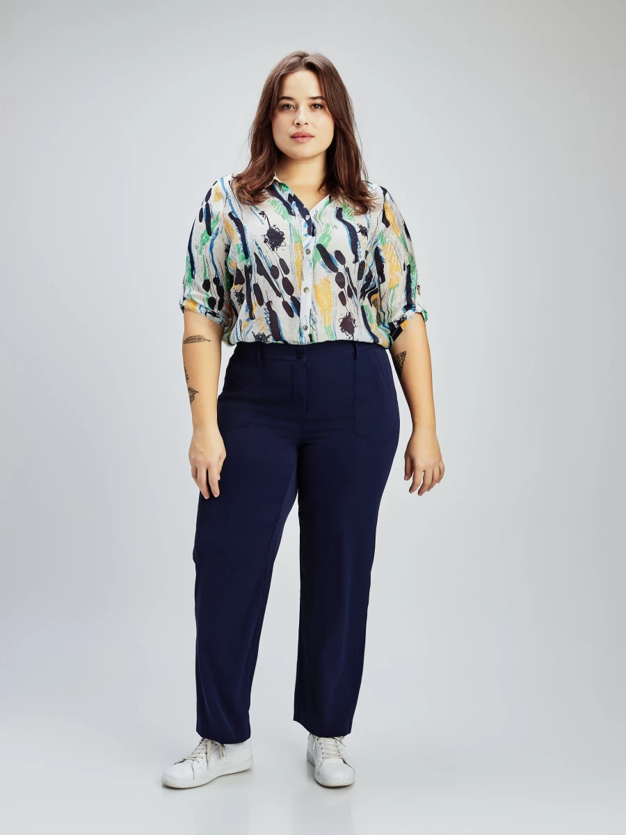 "Claire France Women's 3/4 Sleeve Semi-Fitted Button-Up Blouse"
