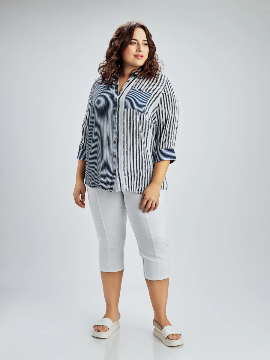 Claire France Women's 3/4 Sleeve Semi-Fitted Button-Up Blouse for Elegant Style
