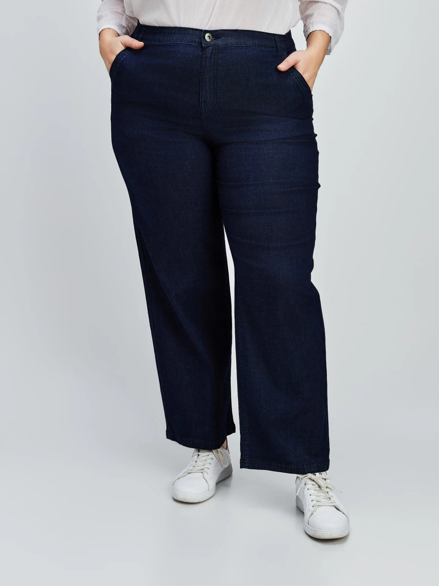 "Claire France Women's Wide-Leg Semi-Fitted Jeans – High-Waisted Comfort Denim Pants"