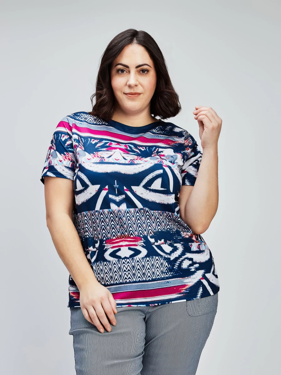 "Claire France Women's Stylish Short-Sleeve Semi-Fitted Tunic Top"