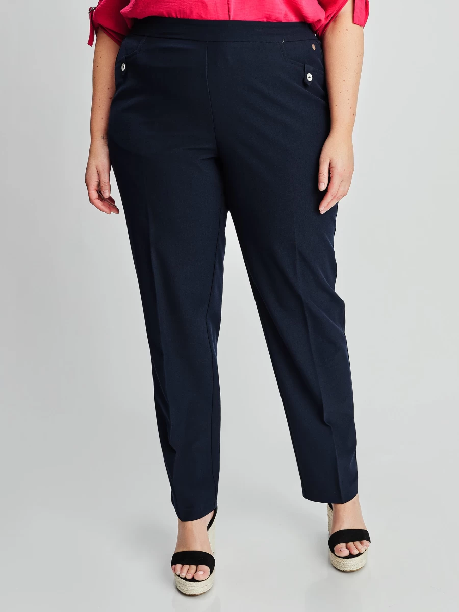 Claire France Women's Straight Semi-Fitted Pull-On Dress Pants for Office Wear
