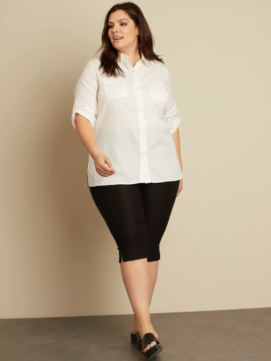 "Claire France Women's 3/4 Sleeve Button-Down Loose Blouse – Casual Comfort Top"