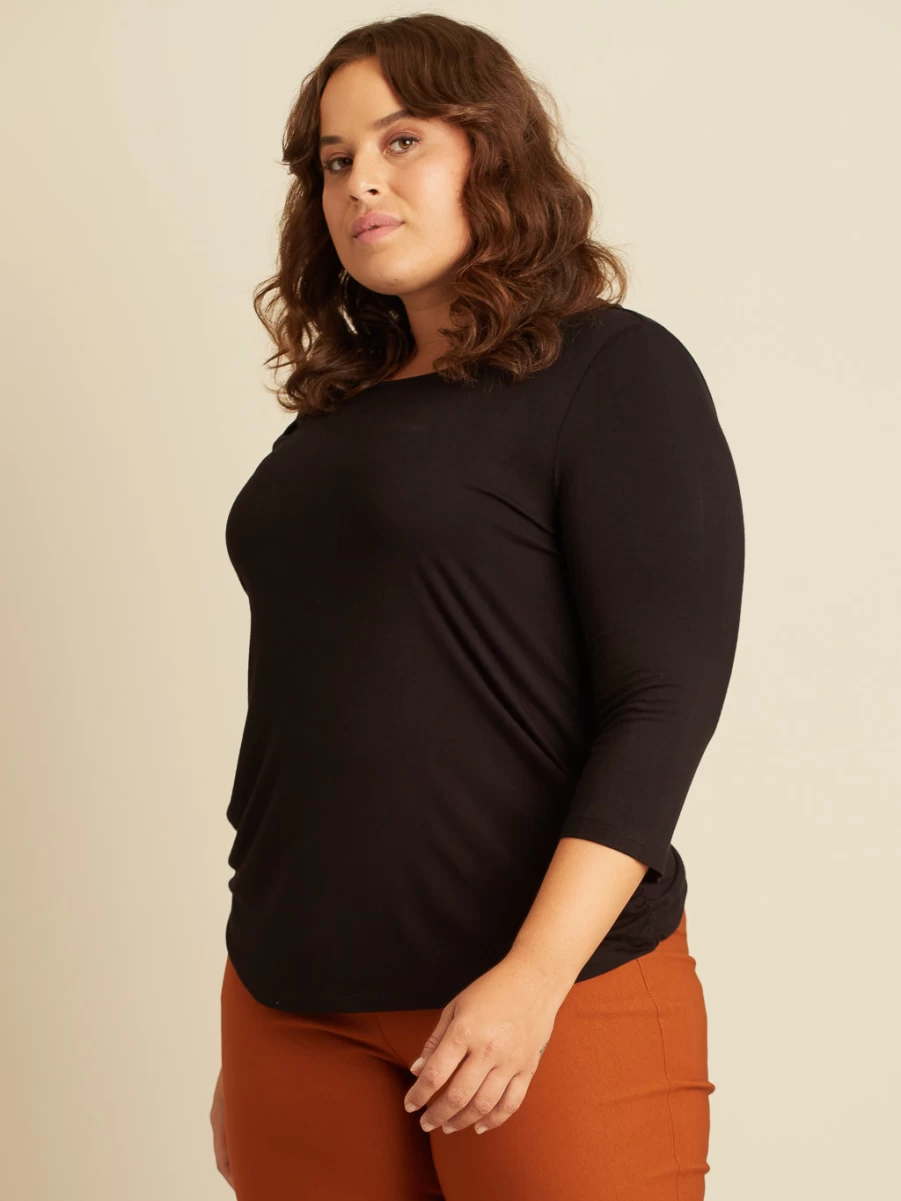 Claire France Women's 3/4 Sleeve Semi-Fitted Cotton T-Shirt - Soft Casual Tee for Everyday Wear