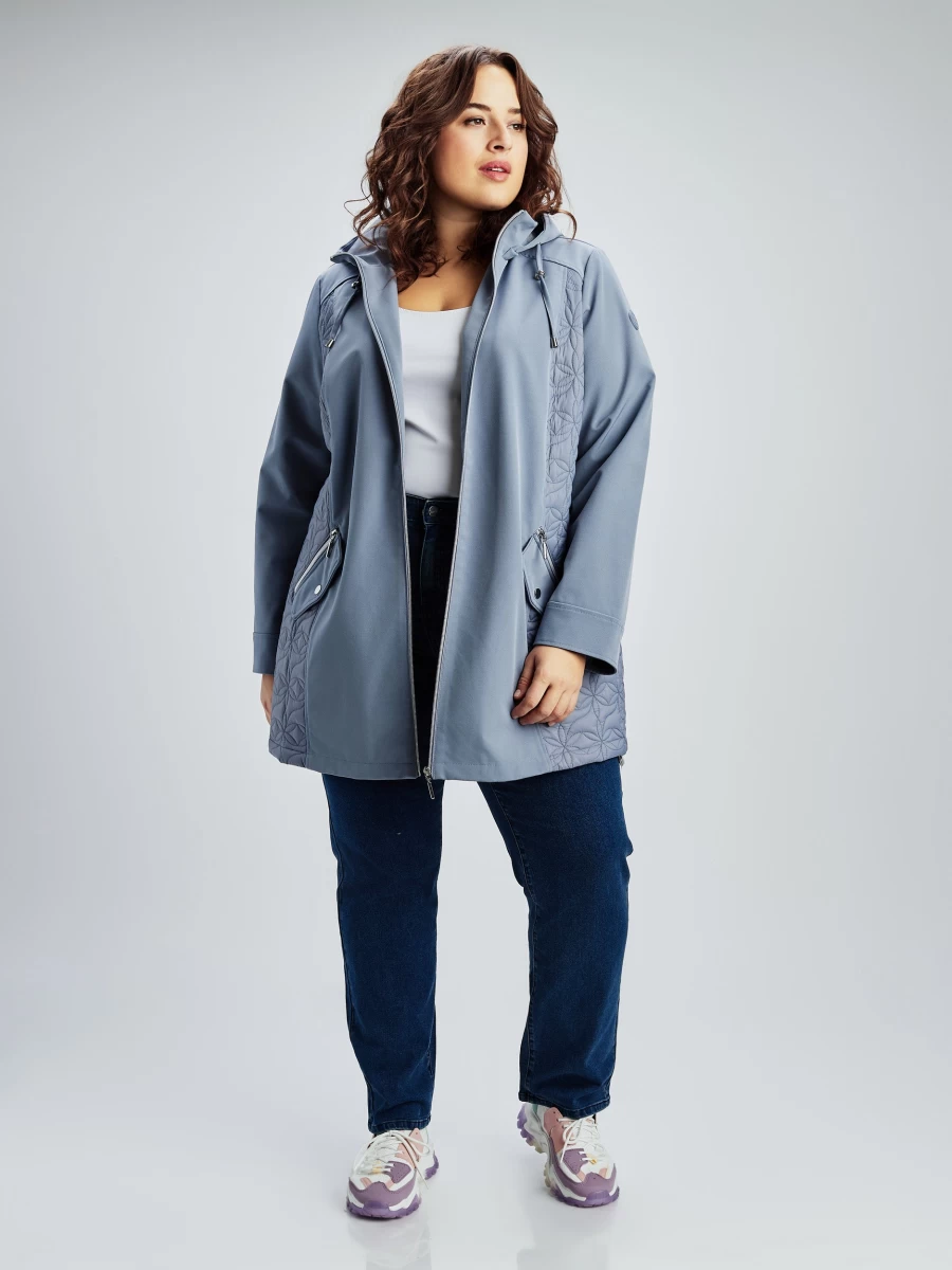 Claire France Women's Mid Thigh Semi-Fitted Soft Shell Jacket - Lightweight Water-Resistant Outdoor Coat