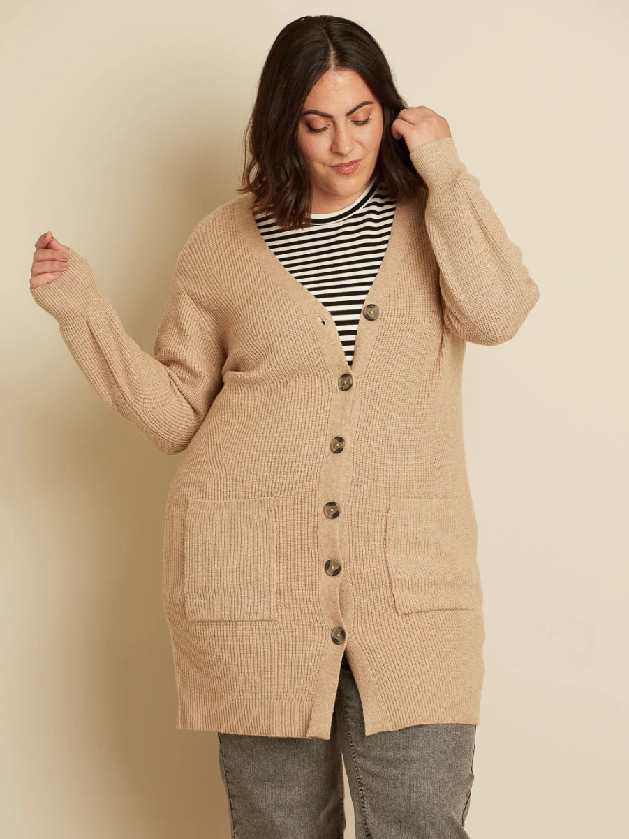 "Véro par Véronique Cloutier Women's Long Button-Down Knit Cardigan"