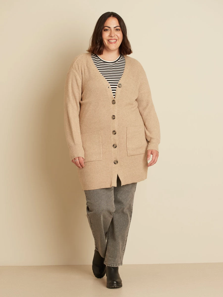"Véro par Véronique Cloutier Women's Long Button-Down Knit Cardigan"