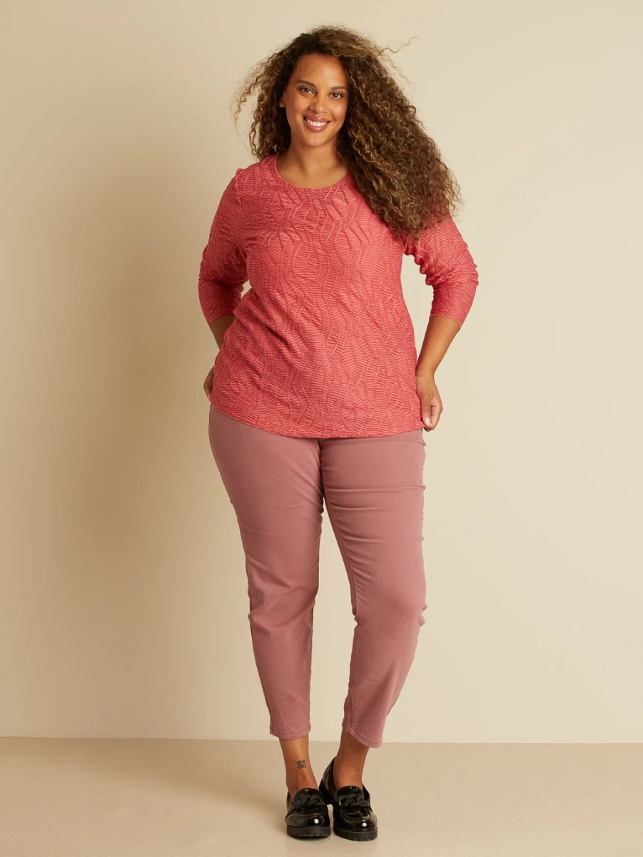 "Claire France Women's Long-Sleeve Semi-Fitted Cotton T-Shirt"