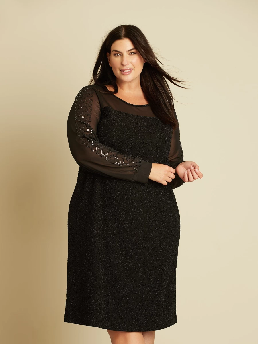 Claire France Women's Midi Knit Dress - Soft Stretch Comfortable Casual Elegant Long Sleeve Tunic